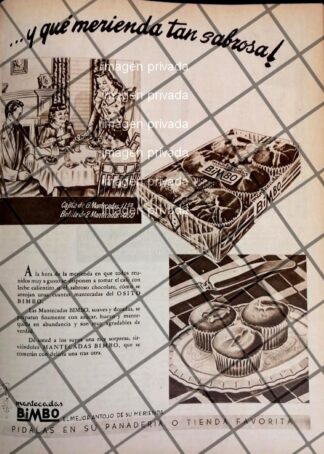 CARTEL PUBLICITARIO RETRO LANZAN LAS MANTECADAS BIMBO 1948 -2