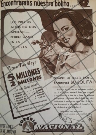 AFICHES ANTIGUO LOTERIA NACIONAL 1948 /198