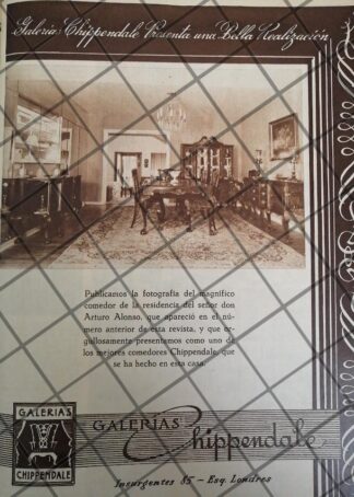 CARTEL PUBLICITARIO ANTIGUO GALERIAS CHIPPENDALE 1948 6