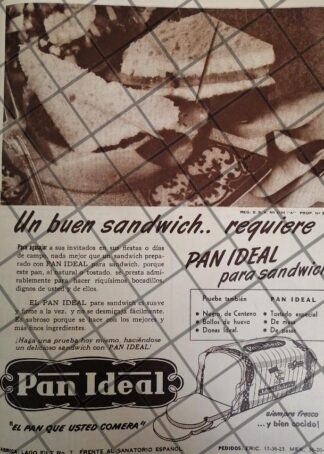 CARTEL ANTIGUO. PAN DULCE PAN IDEAL S.A 1948 -7