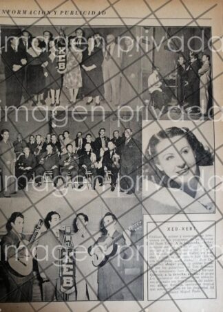 AFICHE RETRO. ARTISTAS DE LA RADIO DIFUSORA XEB / XEBT 1945 O5