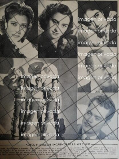 AFICHE RETRO. ARTISTAS RADIO DIFUSORA XEB / XEBT 1945 TRIO JANITZIO