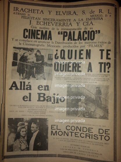 CARTEL ANTIGUO INAUGURACION CINEMA PALACIO 1941