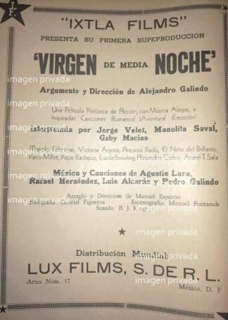 CARTEL RETRO TERMINAN PELICULA. VIRGEN DE MEDIA NOCHE 1941