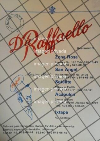 PUBLICIDAD ANTIGUA RESTAURANTE DA RAFFAELLO 1987
