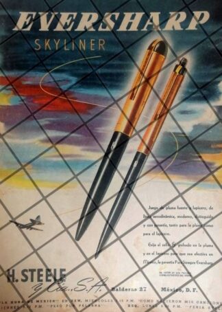 CARTEL PUBLICITARIO RETRO BOLIGRAFO EVERSHARP SKYLINER 1941