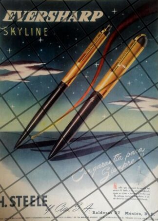 CARTEL PUBLICITARIO RETRO BOLIGRAFO EVERSHARP SKYLINE 1940