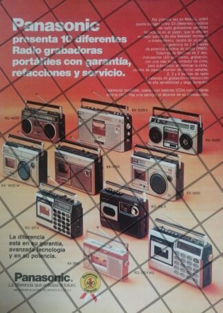CARTEL PUBLICITARIO RETRO RADIO GRABADORAS PANASONIC 1982