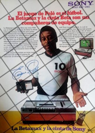 CARTEL RETRO FUTBOLISTA PELE Y SONY BETAMAX 1981