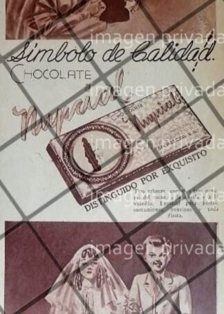 CARTEL PUBLICITARIO CHOCOLATE NUPCIAL. LA AZTECA 1953
