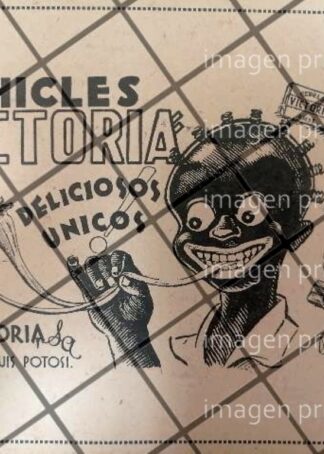 RARISIMO CARTEL PUBLICITARIO RETRO CHICLES VICTORIA 1945 S.L.P