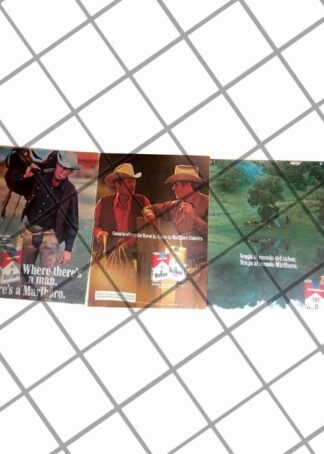 3 CARTELES ANTIGUOS VENGA AL MUNDO MARLBORO 1970s 295