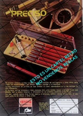 CARTEL PUBLICITARIO RETRO REGLAS ROTRING 1982 -2