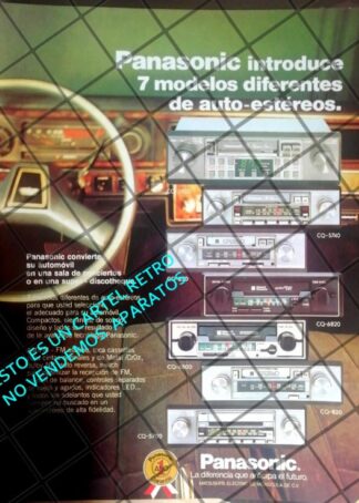 CARTEL PUBLICITARIO RETRO AUTO STEREOS PANASONIC 1980