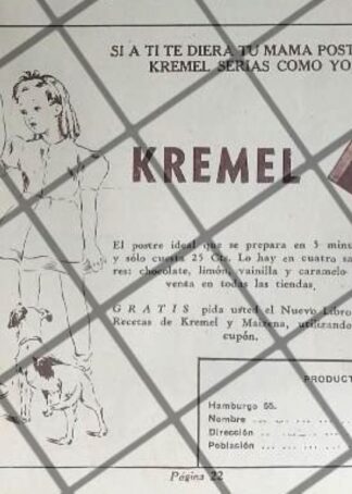 CARTEL PUBLICITARIO RETRO. CHOCOLATES KREMEL 1940s