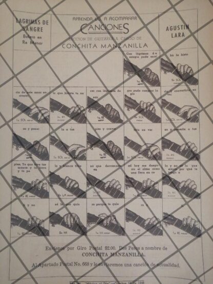 7 AFICHES ANTIGUOS APRENDA GUITARRA CON CONCHITA MANZANILLA 1945 - Image 6