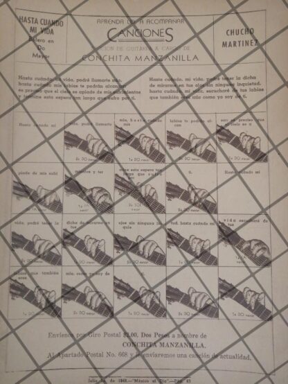 7 AFICHES ANTIGUOS APRENDA GUITARRA CON CONCHITA MANZANILLA 1945 - Image 4