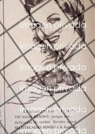 CARTEL PUBLICITARIO RETRO LANZAN LAS MANTECADAS BIMBO 1948