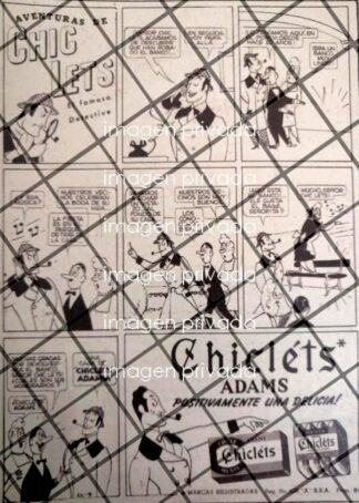 CARTEL PUBLICITARIO RETRO CHICLES CHICLETS ADAMS 1948