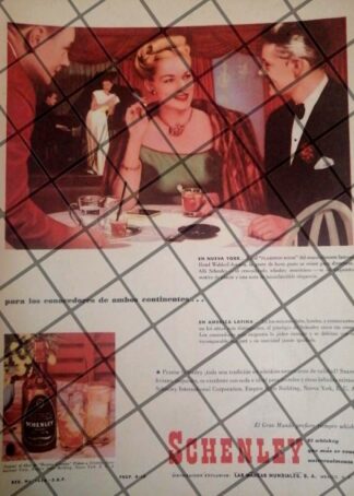 CARTEL PUBLICITARIO ANTIGUO . WHISKY SCHENLEY 1946 /MUY RARO