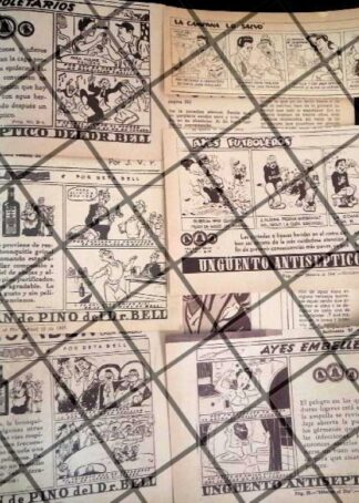 6 TIRAS COMICAS ANTIGUAS POMADA DE LA CAMPANA ETC- GERMAN BUTZE