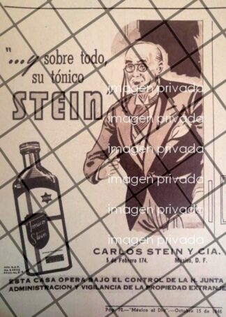 1 AFICHE PUBLICITARIO ANTIGUO. TONICO STEIN 1948 CARLOS STEIN