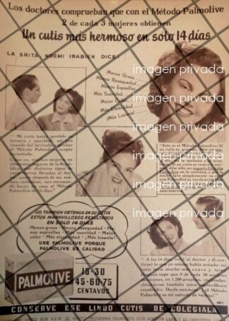 CARTEL PUBLICITARIO RETRO. JABON PALMOLIVE 1948 NOEMI IRABIEN