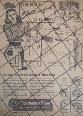CARTEL PUBLICITARIO RETRO PLANCHA PLANA G.E 1948 646