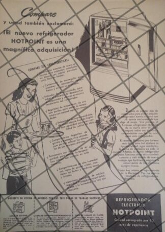 CARTEL PUBLICITARIO RETRO REFRIGERADORES HOTPOINT 1944 644