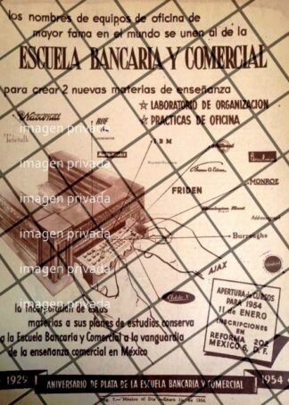 CARTEL RETRO ESCUELA BANCARIA Y COMERCIAL 1954 -E18