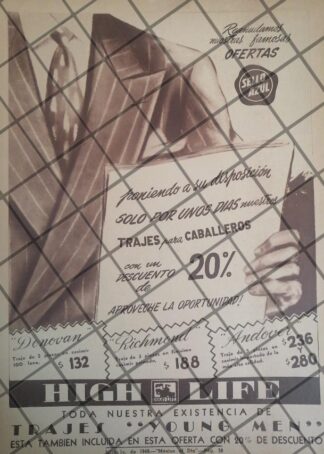 CARTEL RETRO TIENDAS HIGH LIFE 1944 E11