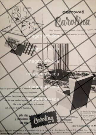 CARTEL RETRO FABRICA DE TELAS LA CAROLINA S.A 1954 E8