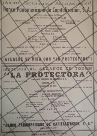 CARTEL RETRO BANCO PANAMERICANO DE CAPITALIZACION 1946 E5