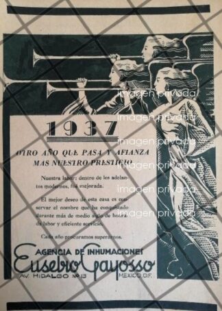 CARTEL PUBLICITARIO RETRO FUNERALES EUSEBIO GAYOSSO 1937