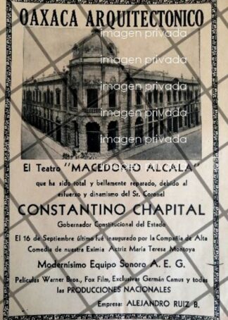 CARTEL RETRO TEATRO MACEDONIO ALCALA 1939 OAXACA