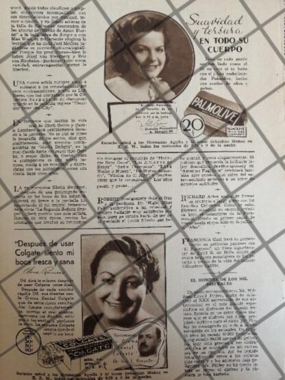 3 CARTELES PUBLICITARIOS ANTIGUOS PALMOLIVE Y COLGATE 1934 - Image 2