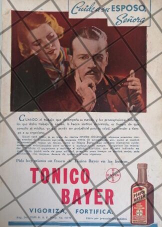 CARTEL PUBLICITARIO ANTIGUO. TONICO BAYER 1937 98