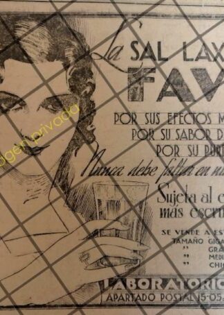 CARTELE PUBLICITARIO ANTIGUO SAL LAXANTE FAVO 1934 RARO
