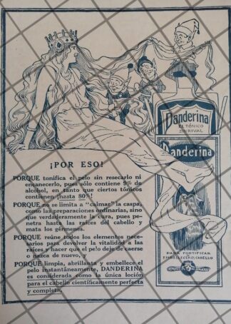 CARTEL PUBLICITARIO RETRO. TONICO CAPILAR DANDERINA