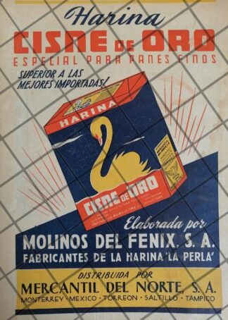 CARTEL PUBLICITARIO RETRO. MOLINOS DEL FENIX MONTERREY 1950
