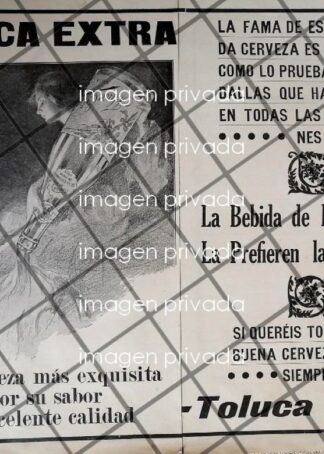 CARTEL ANTIGUO CERVEZA TOLUCA EXTRA 1910 /MUY RARO