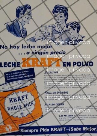 CARTEL PUBLICITARIO RETRO LECHE EN POLVO KRAFT 1945 /RARO