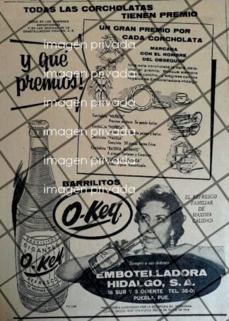 CARTEL PUBLICITARIO RETRO LANZAN FREFRESCOS BARRILITO O-KEY 1958