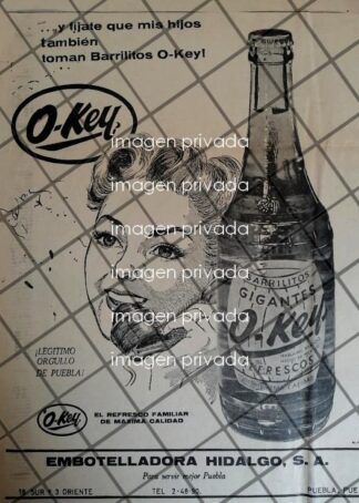 CARTEL PUBLICITARIO RETRO LANZAN EL FREFRESCOS BARRILITOS O-KEY 1958