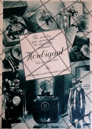 CARTEL PUBLICITARIO ANTIGUO PERFUME HOUBIGANT 1938