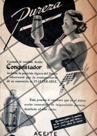 CARTEL PUBLICITARIO RETRO ACEITE CONQUISTADOR 1942 358