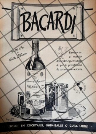 CARTEL DE PUBLICIDAD PATRIOTA. BACARDI 1942 GUERRA MUNDIAL 651