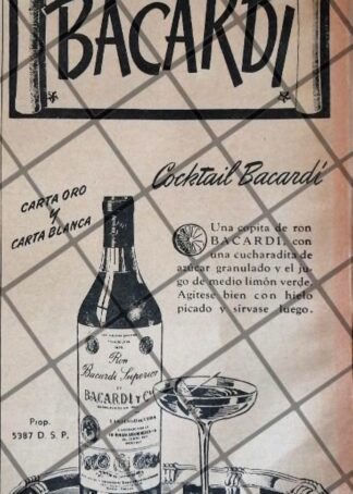 CARTEL DE PUBLICIDAD PATRIOTA. BACARDI 1942 GUERRA MUNDIAL