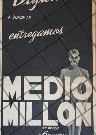 AFICHE RETRO. LOTERIA NACIONAL 1944 DIBUJO LOPEZ GUERRERO /196
