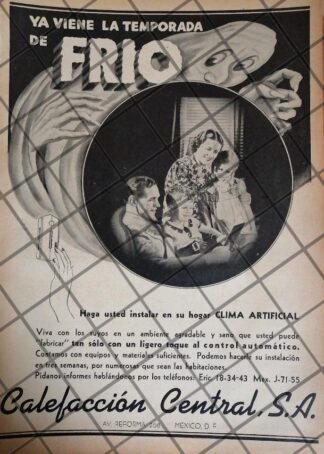 CARTEL PUBLICITARIO ANTIGUO. CALEFACCION CENTRAL S.A 1942 3